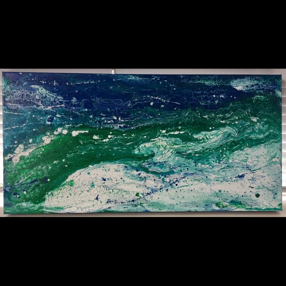 Acrylic painting original art work Ocean signed artist J. Cruz seascape beach - Picture 7 of 10
